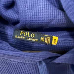100% cotton waffle design Polo by Ralph Lauren XXL blue sweatshirt with hood